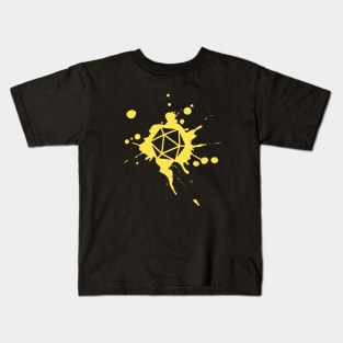 Yellow 20 Sided Dice Paint Splatter Spraypaint Dungeons Crawler and Dragons Slayer Tabletop RPG Addict Kids T-Shirt